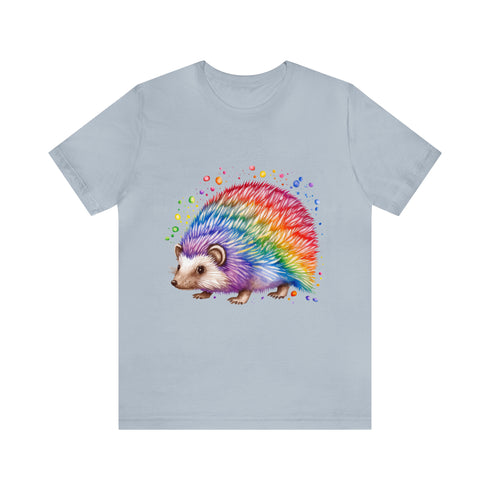 Rainbow Hedgehog - Short Sleeve Tee Light Blue